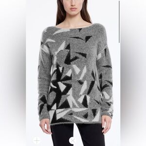 Sarah Pacini Pink, Black and Gray Abstract Sweater One Size